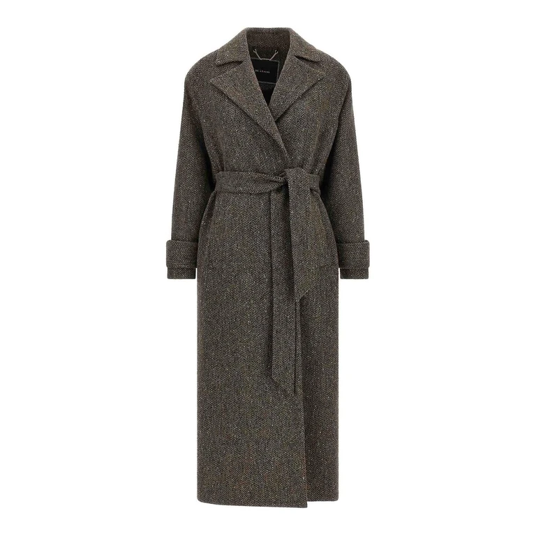Trench de lana con espiga marrón Kiton