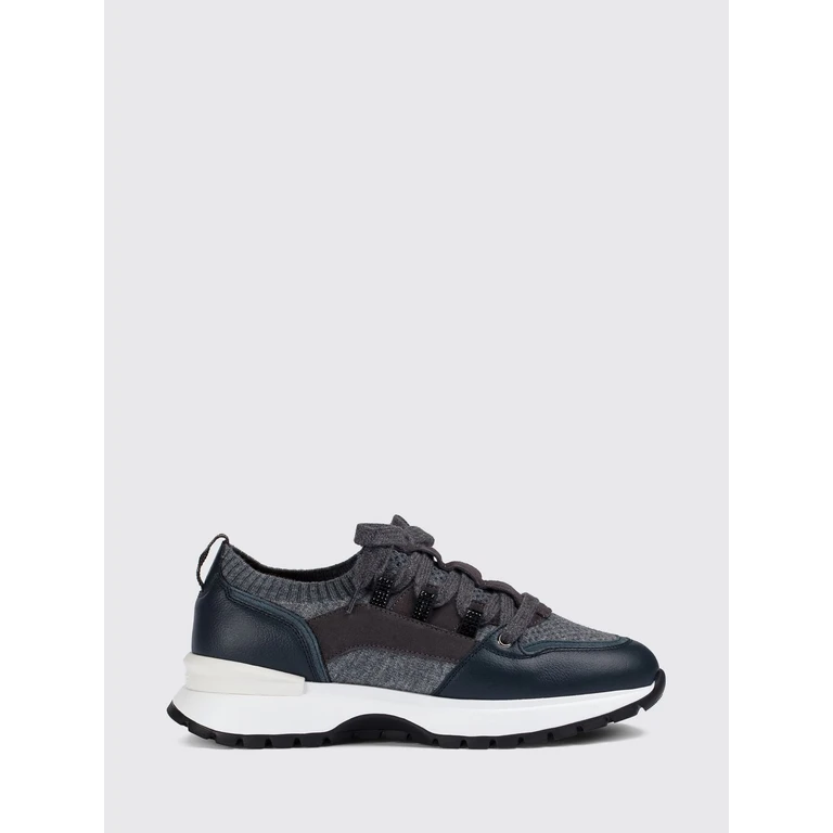 DOUCAL'S Low-Top Sneakers in Calfskin and Wool with a Bicolor Design (DD8730WHINPX801NB38)