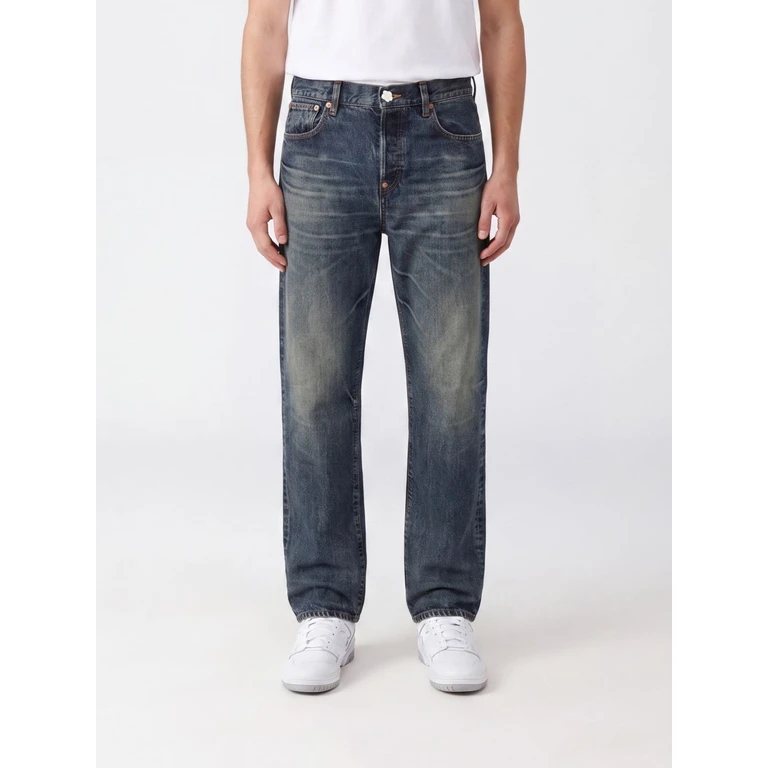 Jeans de pierna recta con cinco bolsillos en denim japonés