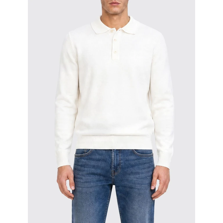 Long-Sleeved Knit Polo Shirt in Pure Virgin Wool (50565503118)