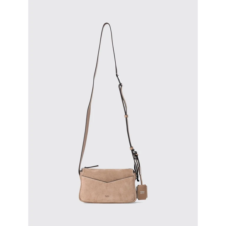 Suede Leather Crossbody Bag with Logo Charm (262451618600001)