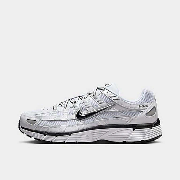 Nike Men's P-6000 Casual Shoes in White/Metallic Silver/Black Size: 7.0