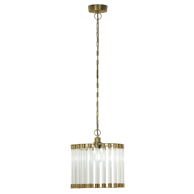 13" W Adalee Clear and Gold Glass and Metal Pendant Light
