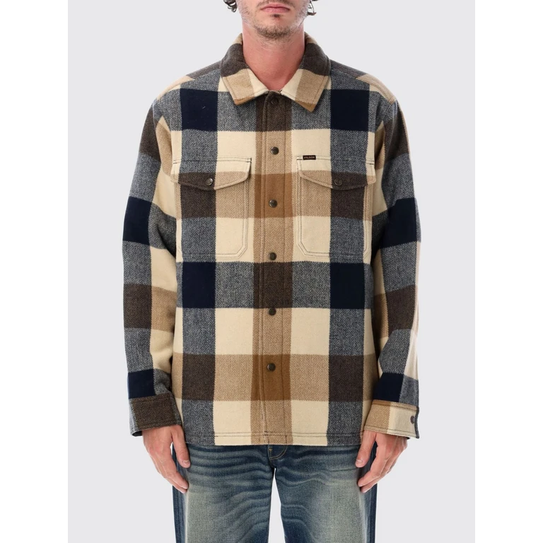 Relaxed Fit Plaid Wool Shirt Jacket with Dropped Shoulders (FMCPS0199410)