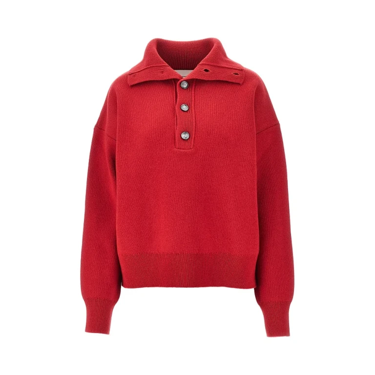 Buttoned high-neck wool sweater Woman M