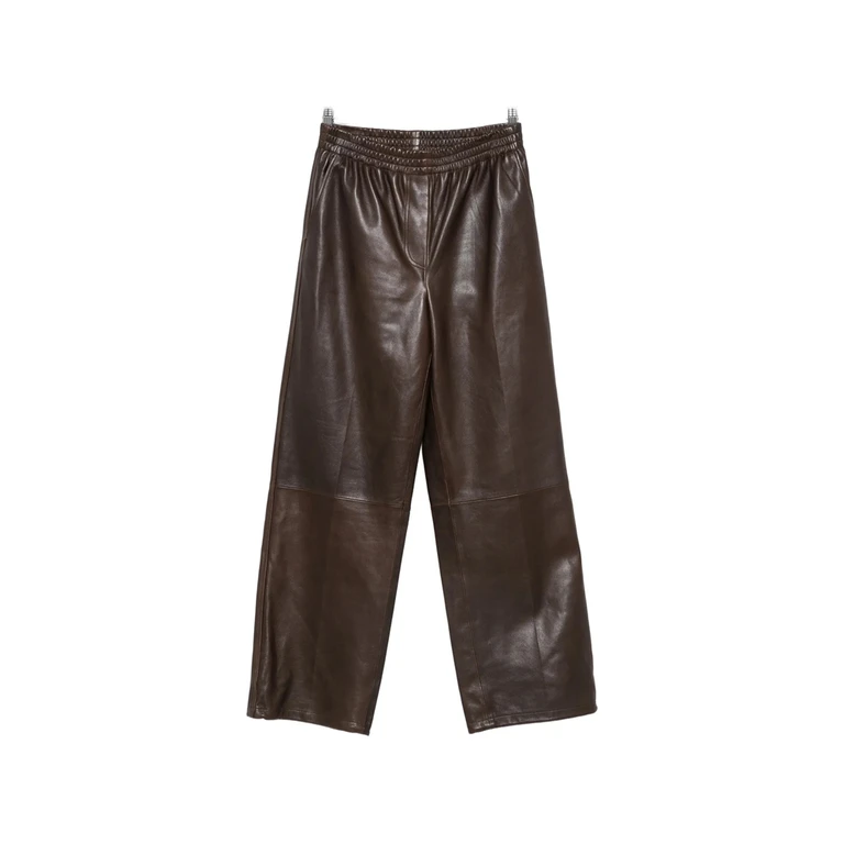 Elasticated-waist Leather Trousers