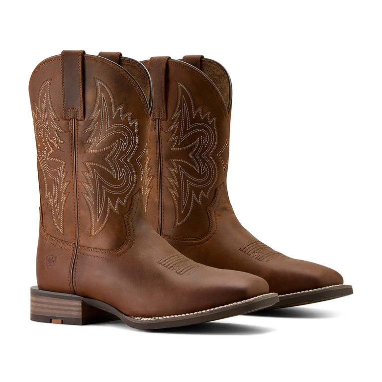 Mens Western Big Rig Wide Square Toe Cowboy Boot - Comfortable Durable Leather Work Boot