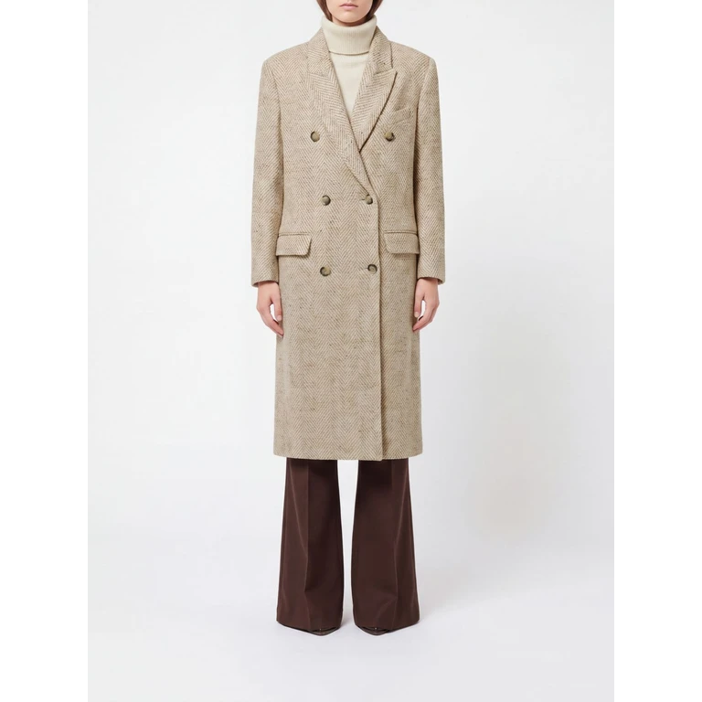 ISABEL MARANT ETOILE Long Double-Breasted Wool-Blend Coat with Lapels (26AMA0566FAD3E02E90BE)