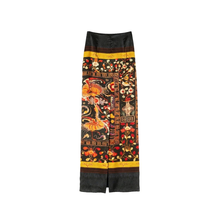 Dragon Printed Midi Skirt