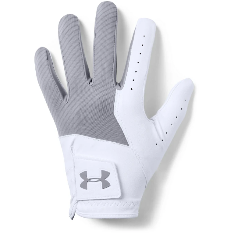Mens UA Left Handed Medal Golf Glove - Steel/White