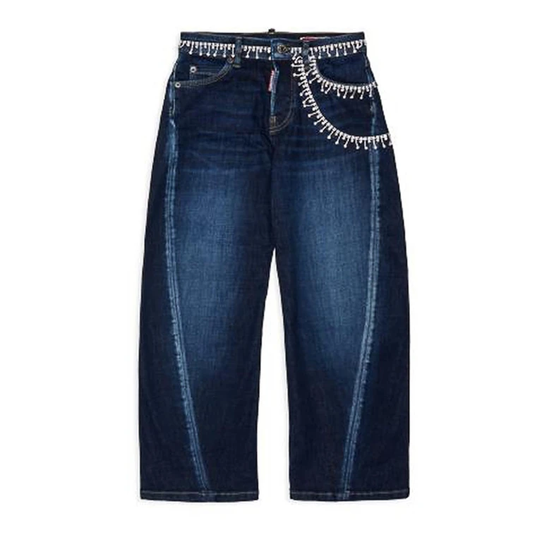 Jean baggy bleu Dsquared2 avec strass