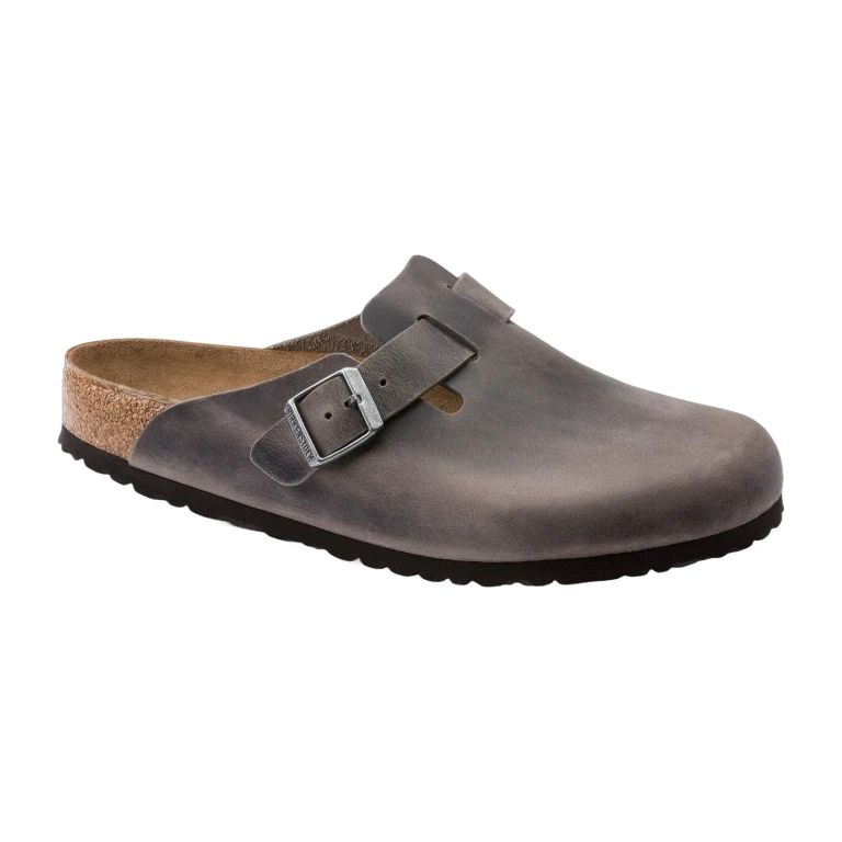 Unisex Boston Soft Footbed Oiled Leather Clogs - Iron