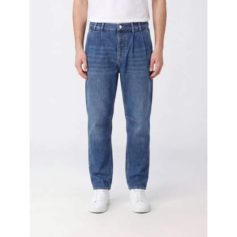 Straight Fit Cotton Denim Jeans with Pleats (M283PK2510C1471)