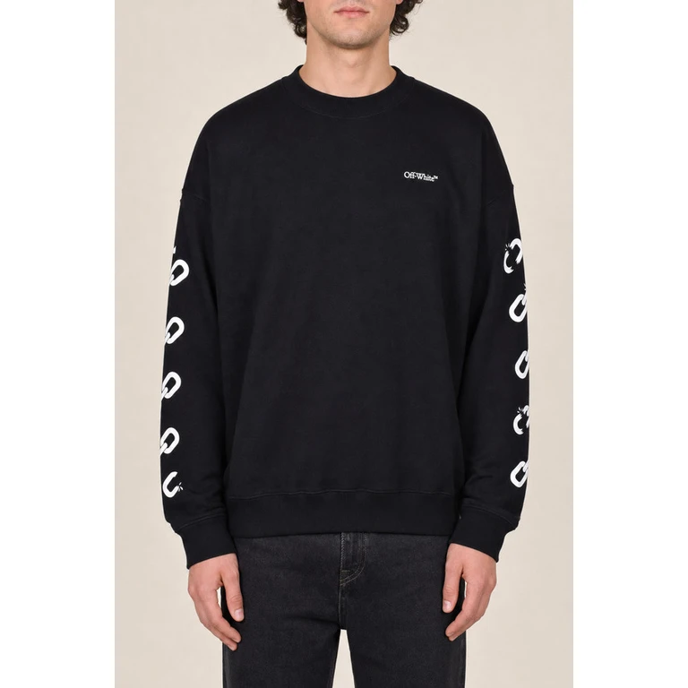 Off-White Mens Black Cotton Crewneck Sweater