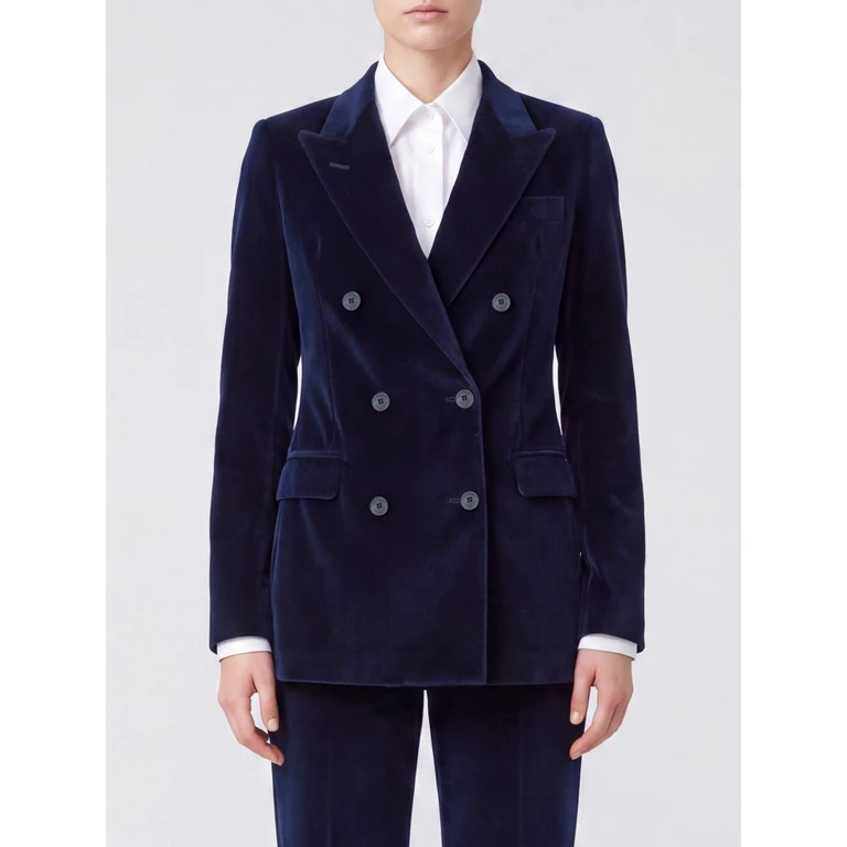 Double-Breasted Wool and Cashmere Velvet Blazer with Peak Lapels (JPARIGI10B800021B1214)