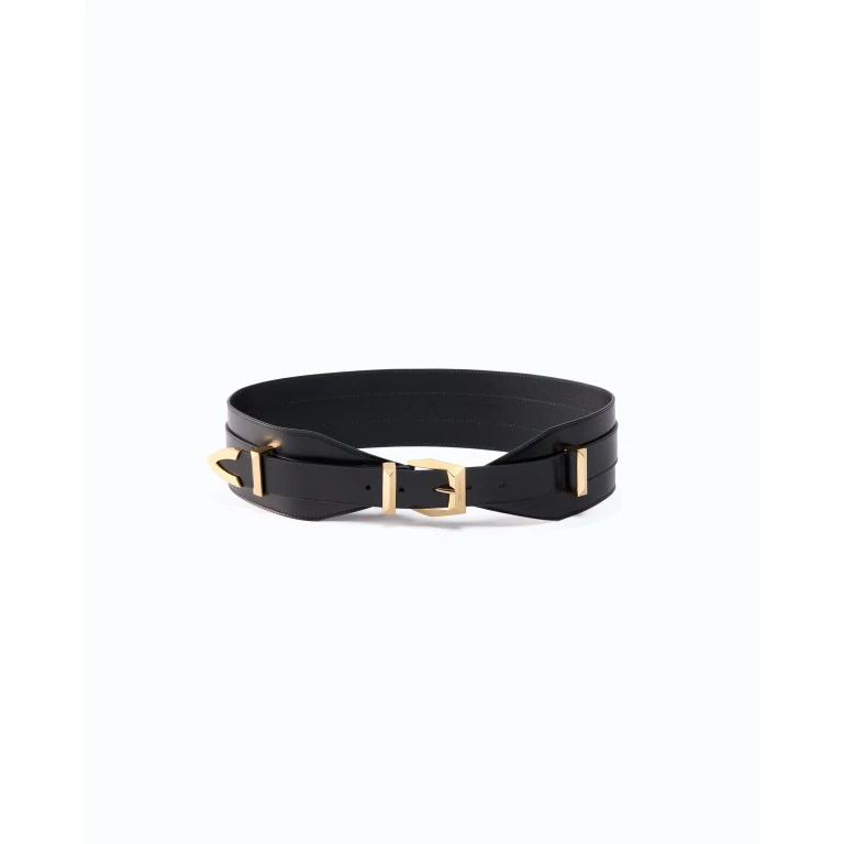 Ceinture superposée en cuir 7 cm - XS