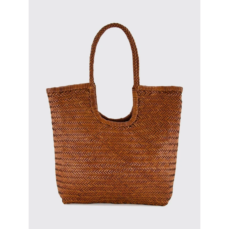 NS Diagonal Triple Jump Woven Buffalo Leather Tote Bag (8914TAN)