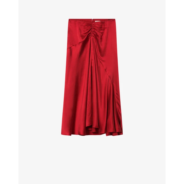 Jupe midi en soie satinée