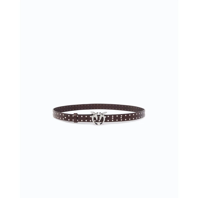 Ceinture cloutée en cuir brillant avec boucle Love Birds 2 cm - XS