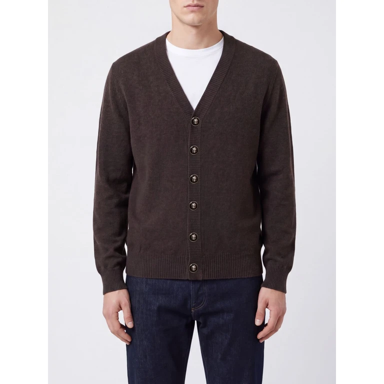 V-Neck Button-Up Cardigan in 100% Cashmere (M22203806CU766)