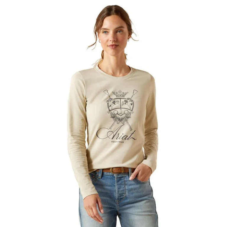 Women's Ritzy Logo Long Sleeve Tee - Organic Cotton, Stretch, Equestrian Style