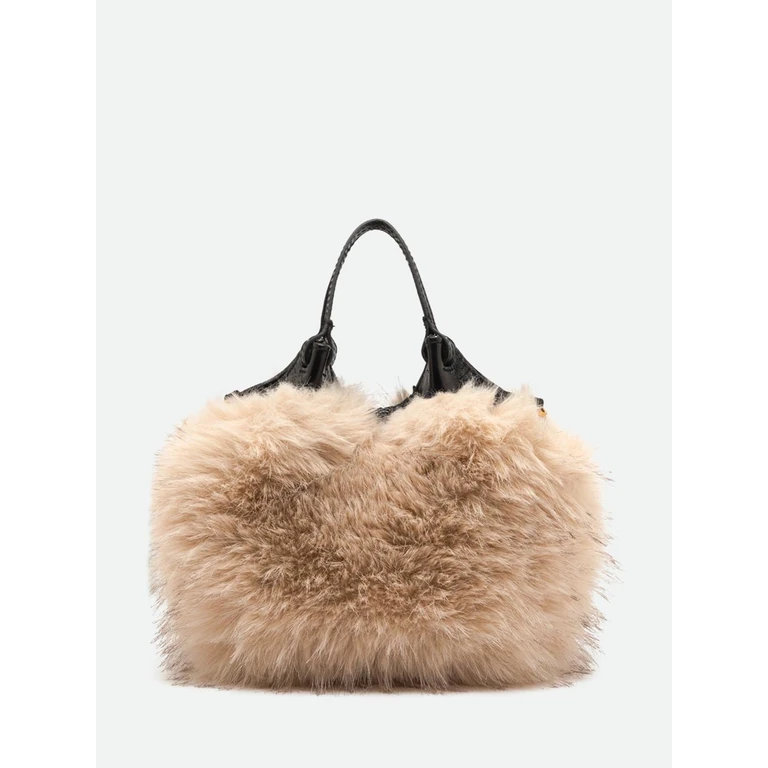Dua Mini Faux Fur and Cowhide Leather Handbag (BS12758COMMPLCCRLPALABASTER)