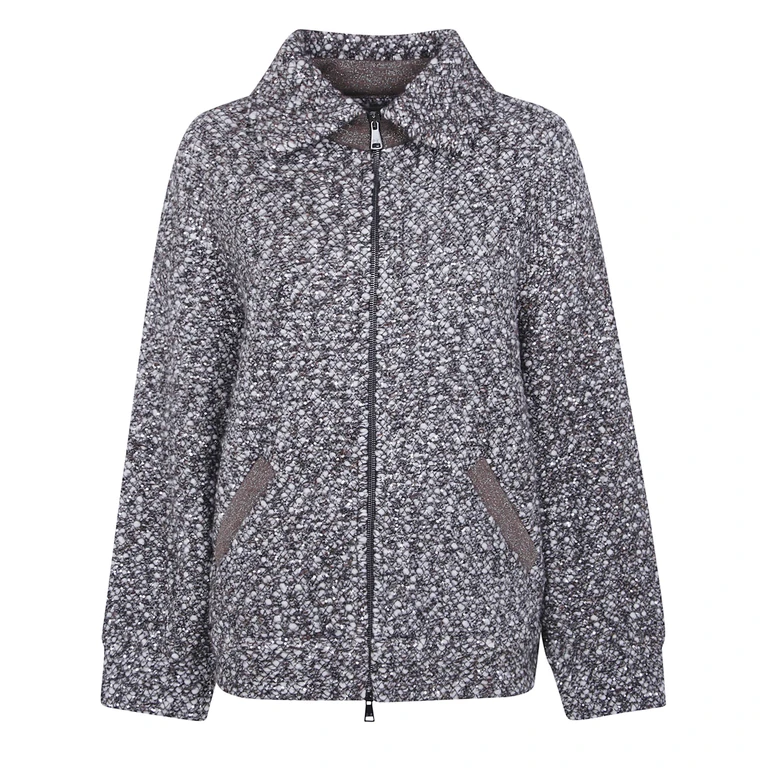 D. EXTERIOR Oversized Bomber Jacket Crystal
