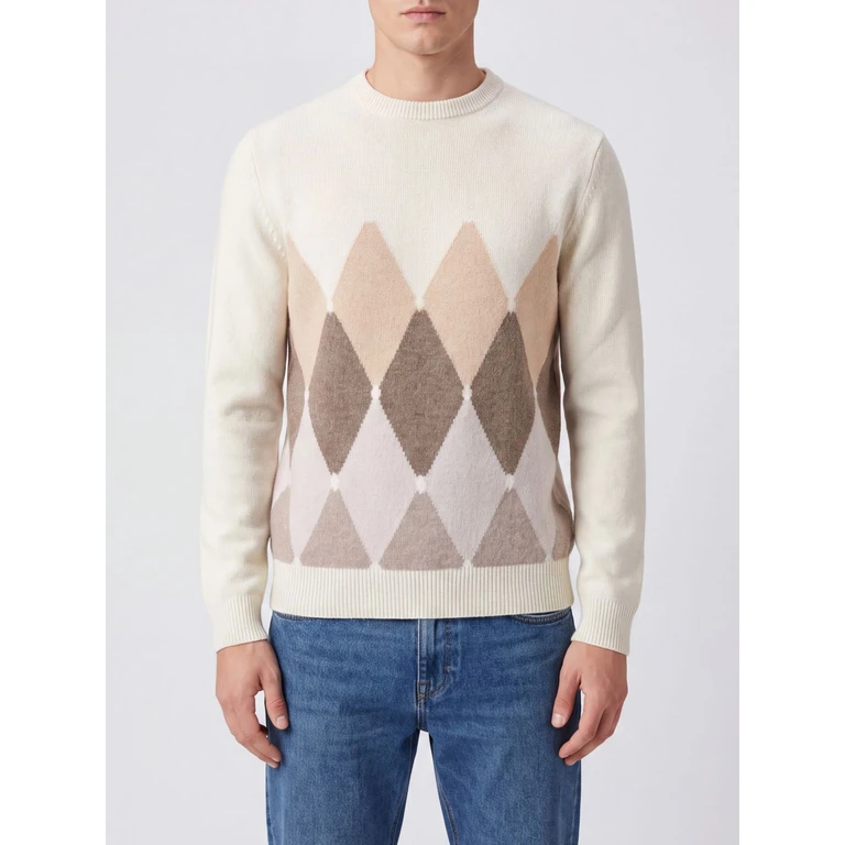Diamond Pattern Pure Cashmere Crewneck Jumper (B2P0007K0A898033)