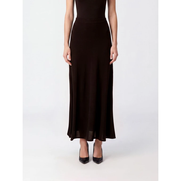 Saia midi Twinset marrom de lã e viscose
