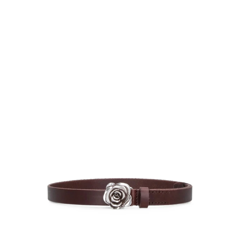 Leren riem met rozen gesp