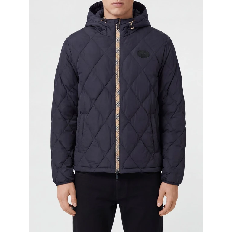 Hooded Quilted Nylon Puffer Jacket with EKD Logo (8130335)