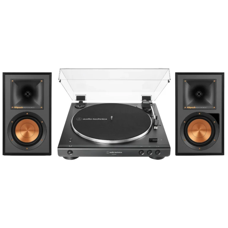 R-51PM Powered Bluetooth Speaker (Black) with 60XBT-BK Fully Automatic Belt-Drive Stereo Turntable (Bundle)