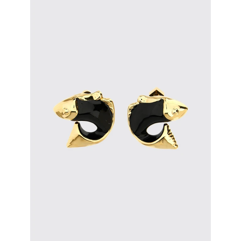The Poisson Fish-Shaped Black Enamelled Metal Earrings (JWW00801AMMC001278)