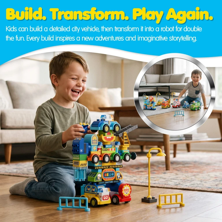 TF1 2-in-1 Transforming Building Set, 93 Pieces, Ages 3+