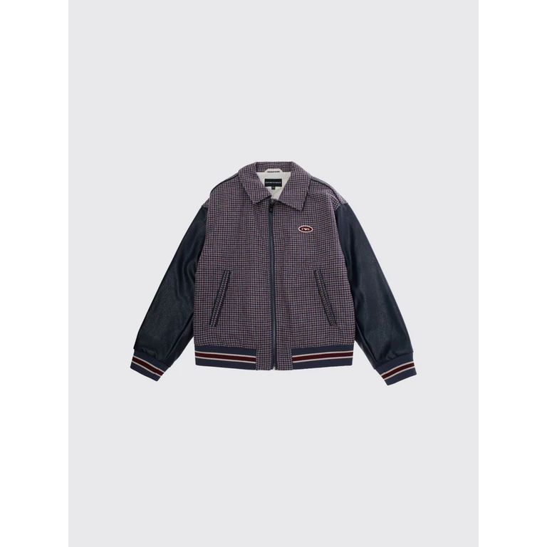 Boy's Wool-Blend Varsity Bomber Jacket with Houndstooth Pattern (EB001512AF26002M8402)