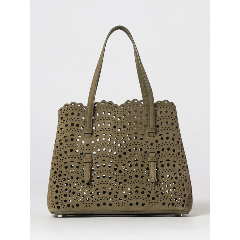 Bolso de hombro Alaïa Mina de ante perforado con bolsa extraíble