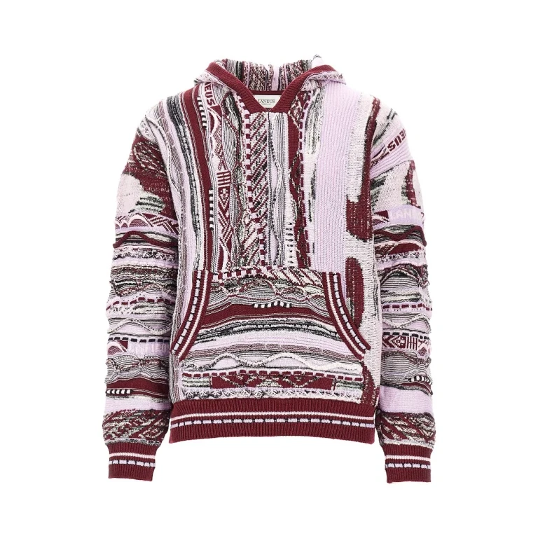 Felpa in maglia jacquard con cappuccio Man 46