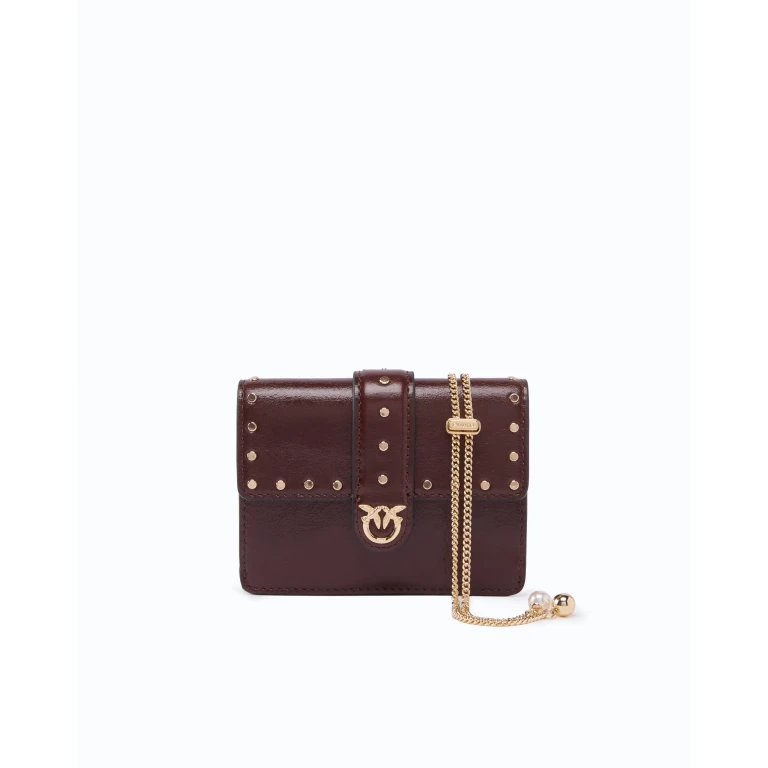 Porte-cartes Love Pocket en cuir à bandoulière chaîne