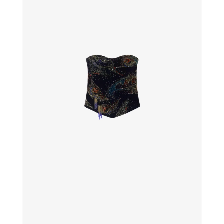 Bustier de terciopelo de algodón bordado