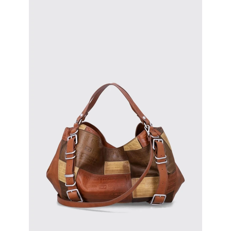Sac à main Diesel marron à design patchwork abstrait