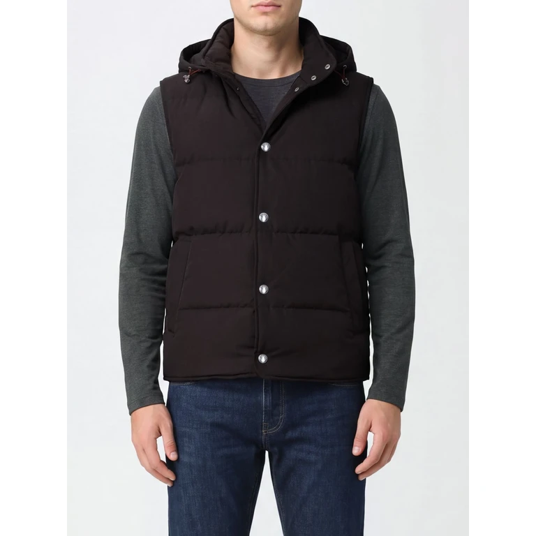 Padded Wool Blend Gilet with Hood and Snap Closure (N75GILH04GBT2700710N)