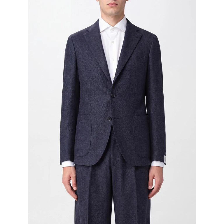 Single-Breasted Chevron Blazer in Linen and Wool (1SMC22K610017S26I096B3281)