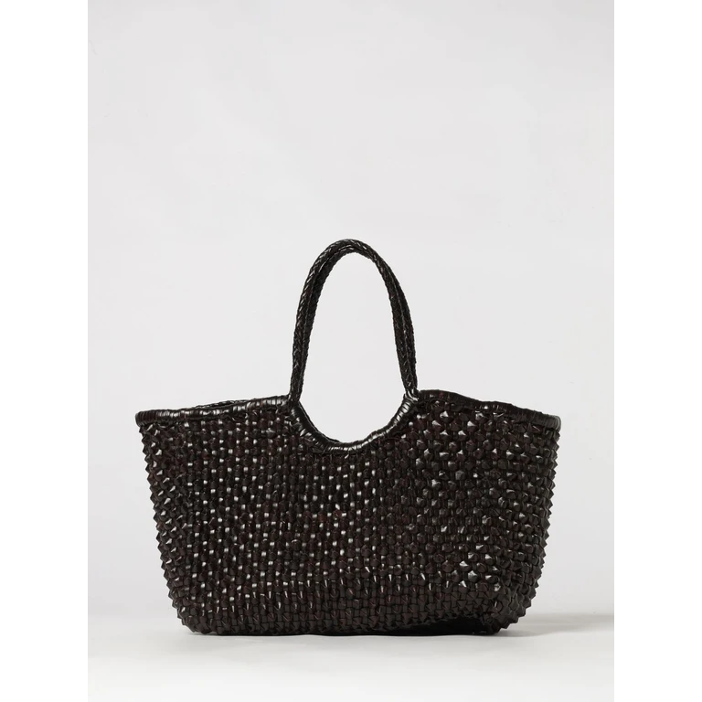 Large Nantucket Tote Bag in Hand-Woven Buffalo Leather (8977DKBROWN)