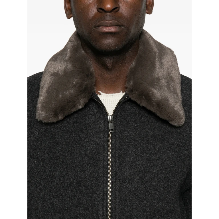 Faux Fur-collar Bomber Jacket