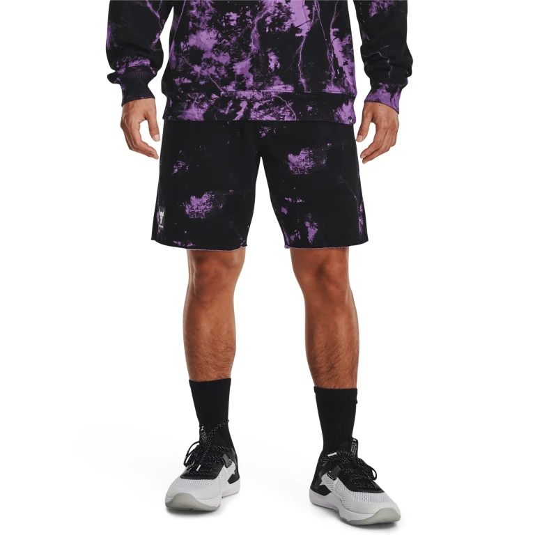 Mens UA Project Rock Rival Fleece Shorts - Black/Purple