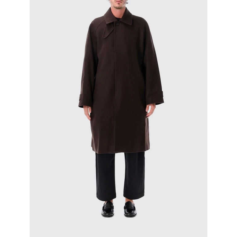 Single-Breasted Long Wool Coat with Dropped Shoulders (SNM1350ESPRESSO)