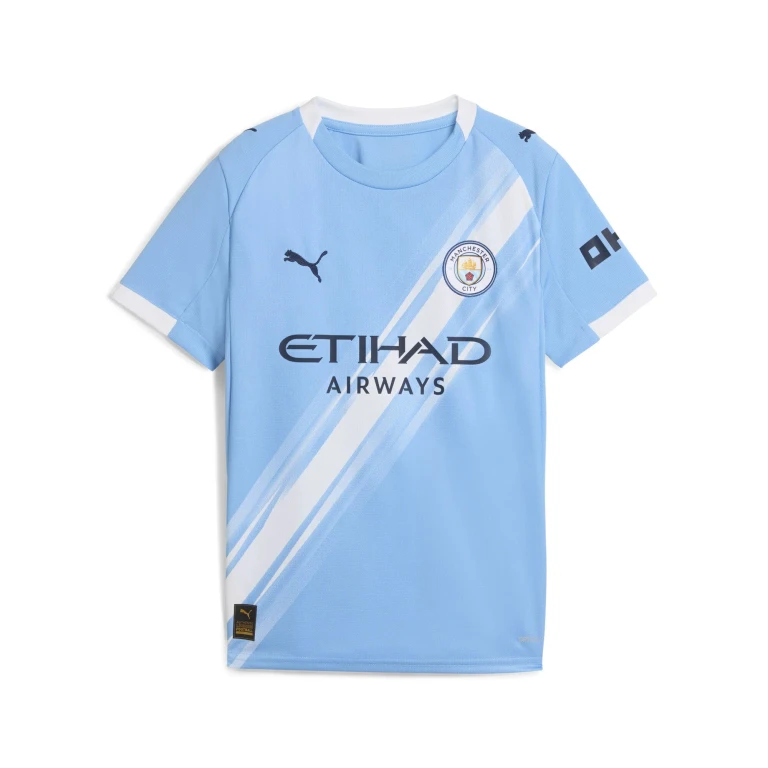 Youth Manchester City Home Crew Neck Short Sleeve Replica Jersey - Light Blue