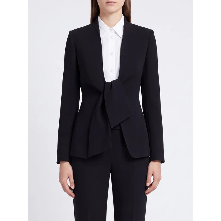 Slim Fit Short Cady Blazer with Tie Fastening (2621046041600004)