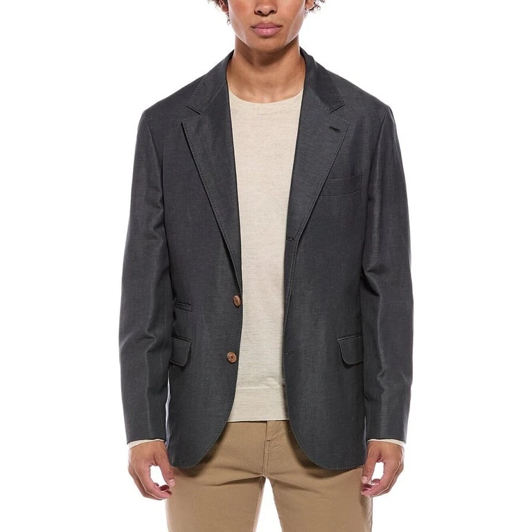 Mens Grey Wool Linen Blazer