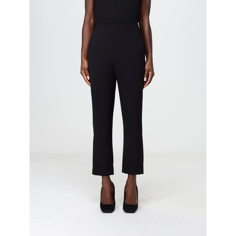 High-Waisted Cropped Crêpe Trousers with Slash Pockets (HP16994723NERO)